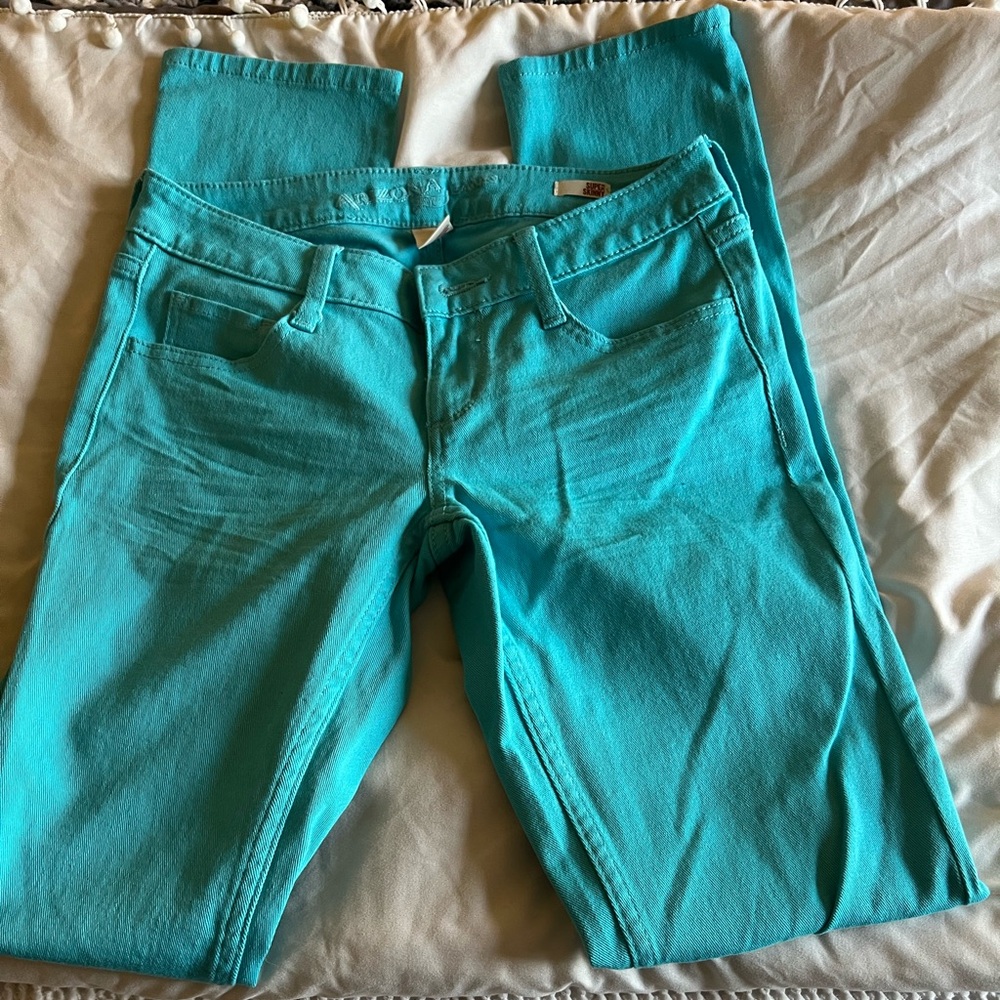 Juniors Arizona Jeans Turquoise Size 1 Super Skinny Like New